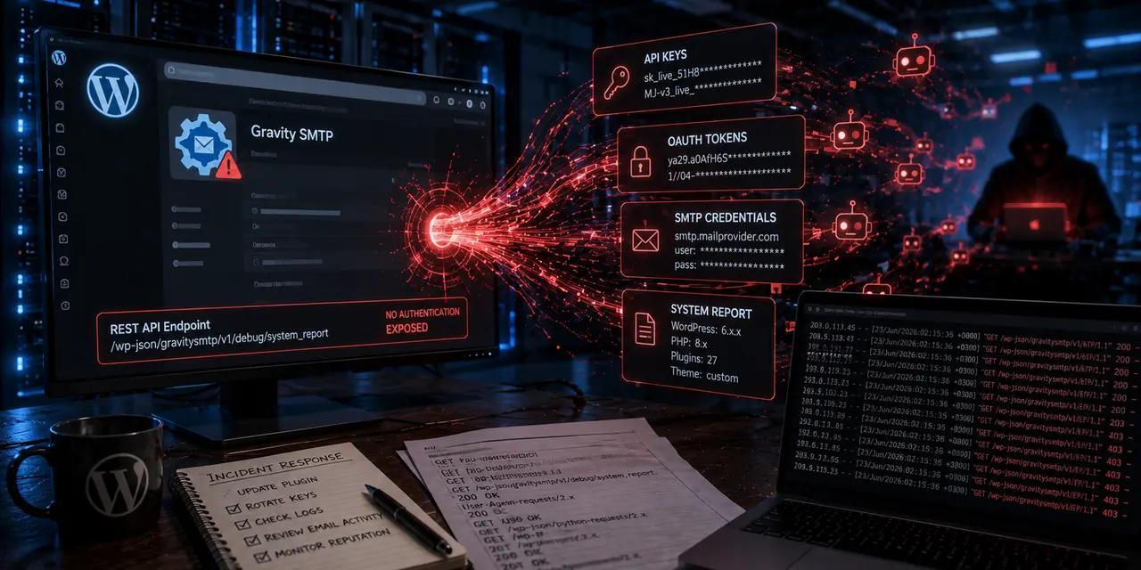 Уязвимость Gravity SMTP массово эксплуатируют на WordPress-сайтах