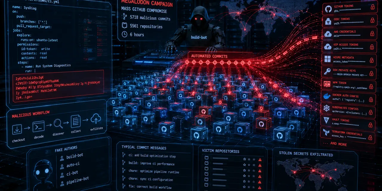Megalodon за шесть часов заразил 5,5 тысячи репозиториев GitHub. Атака била по CI/CD-секретам
