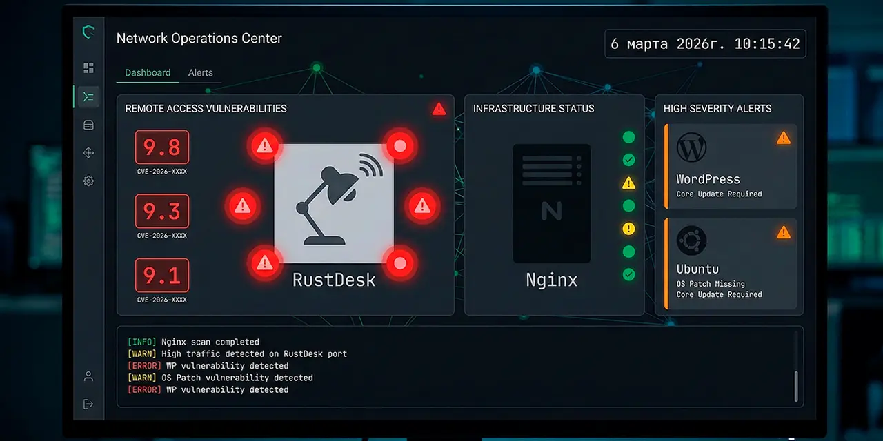 Обзор уязвимостей за 6 марта 2026: шесть уязвимостей в RustDesk и Nginx UI с CVSS 9.8