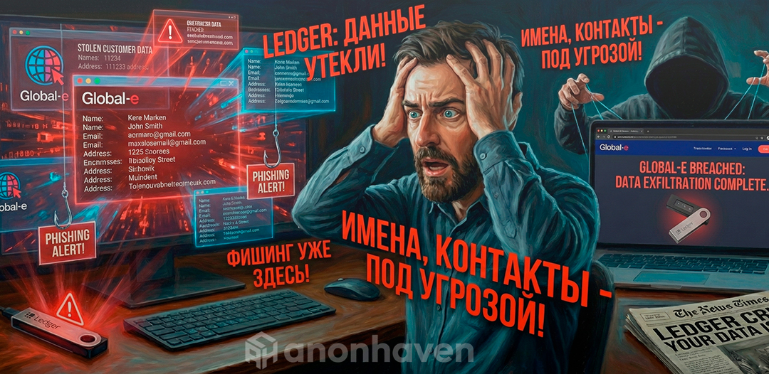 Ledger снова в заголовках: утечка данных через Global-e и волна целевого фишинга