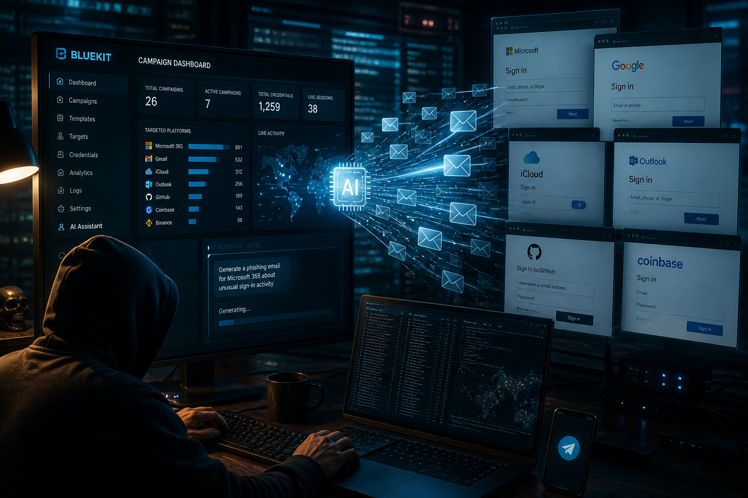 Фишинг как сервис с ИИ: появился Bluekit, который обходит MFA и собирает атаки «под ключ»