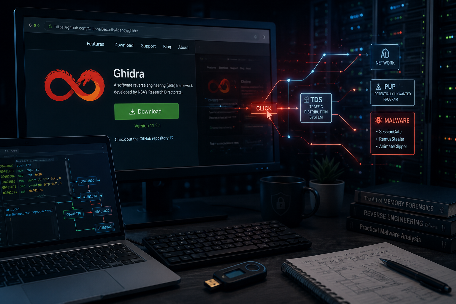 Фейковые Ghidra и dnSpy добрались до верхних строк поиска: как поддельные сайты для ИБ-специалистов вели к стилерам и криптоклипперу