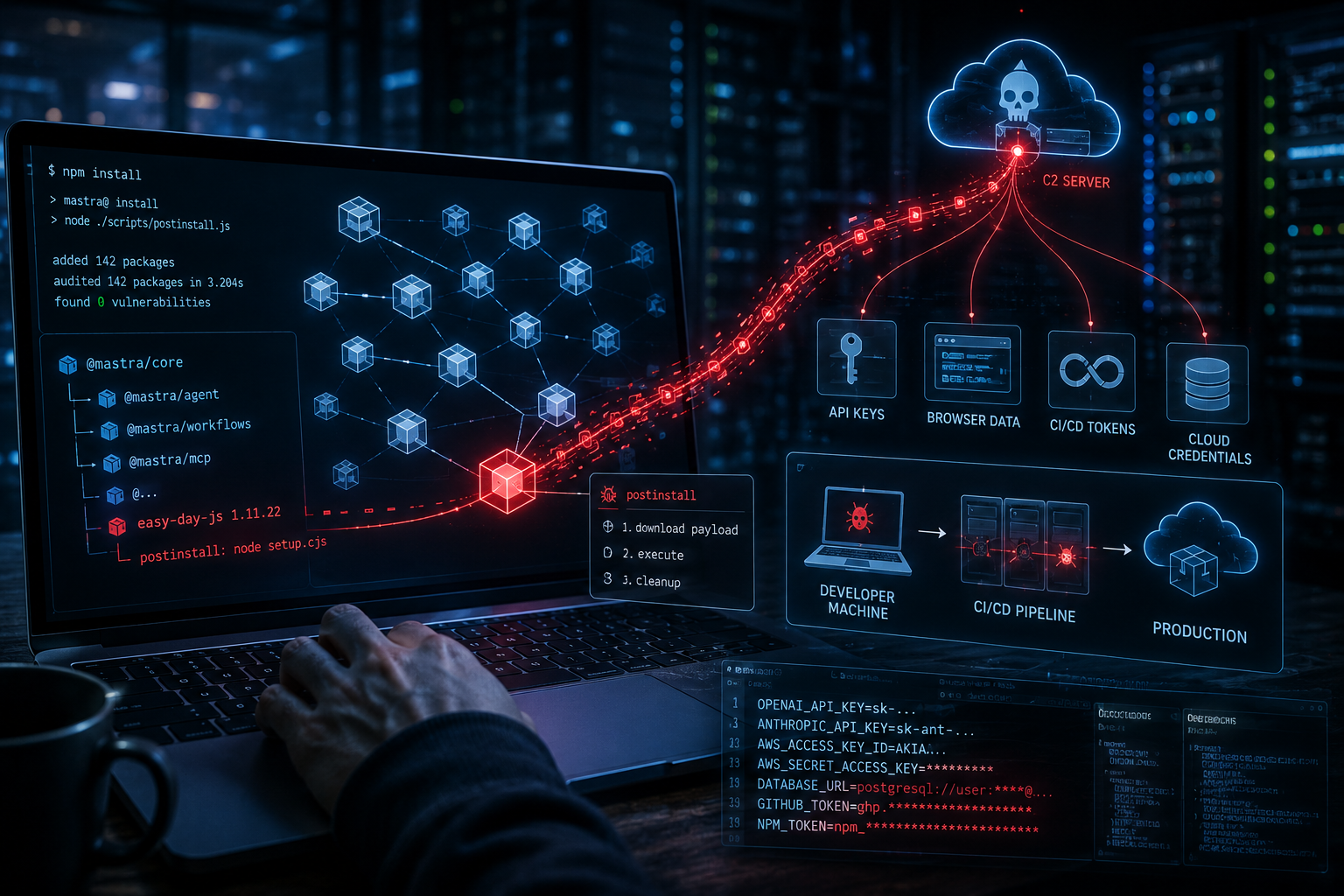 В npm скомпрометировали пакеты Mastra: вредоносная зависимость запускалась прямо при установке