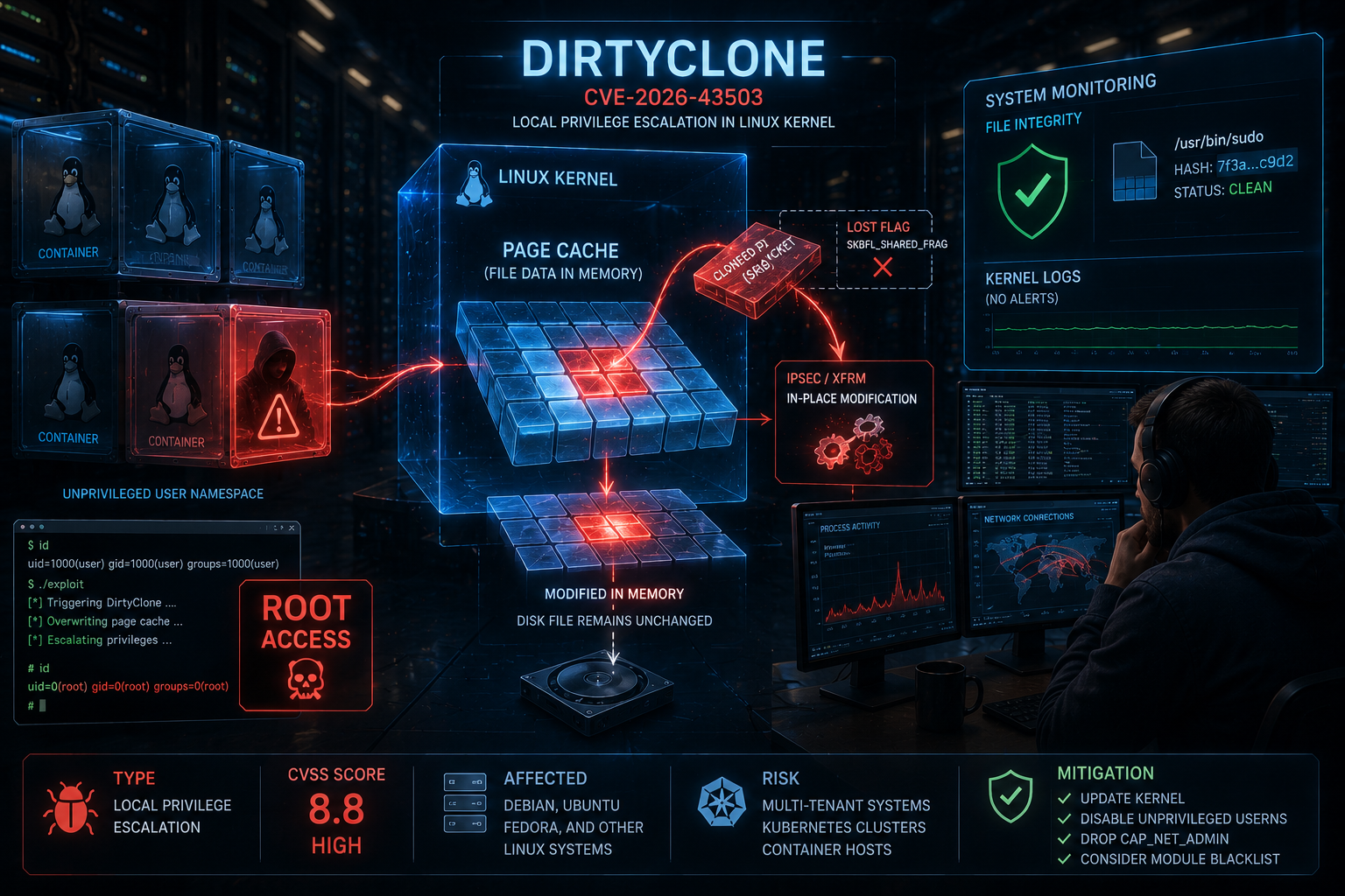 DirtyClone даёт root в Linux: новая уязвимость ядра снова бьёт по контейнерам и облакам