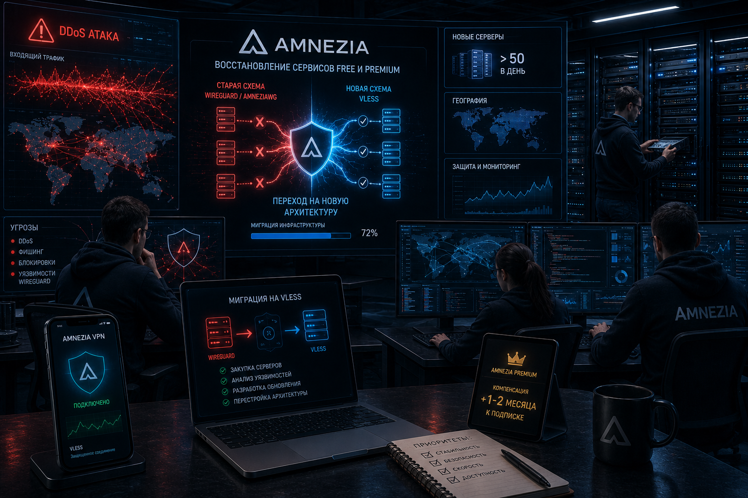 Amnezia перестраивает VPN-инфраструктуру после DDoS, фишинга и блокировок WireGuard