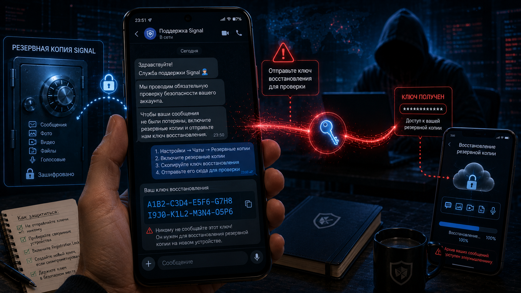 Фишинг добрался до резервных копий Signal: теперь у пользователей выманивают ключ от всей истории переписки