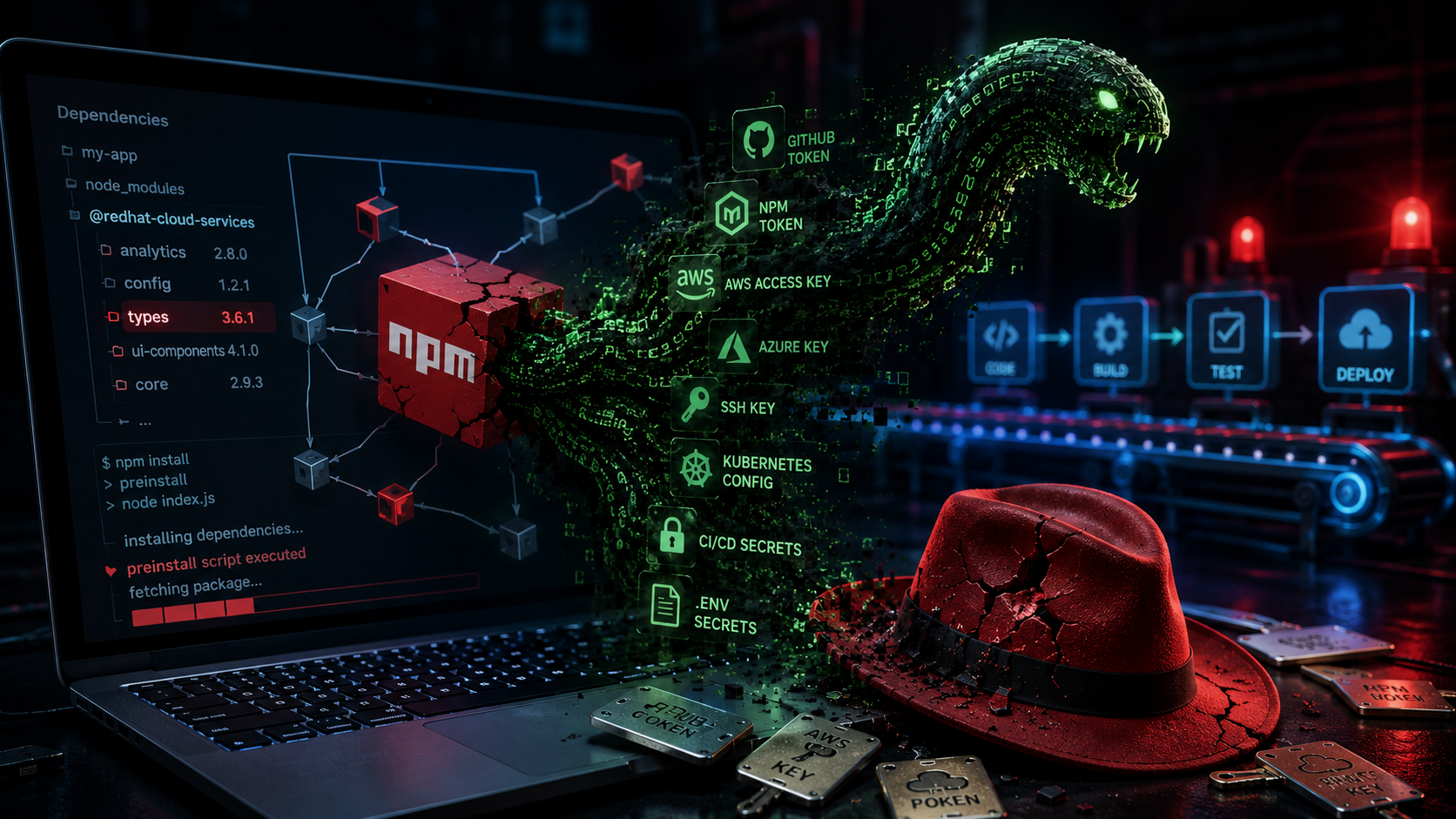 Официальные npm-пакеты Red Hat заразили стилером Miasma: атака прошла через цепочку поставок