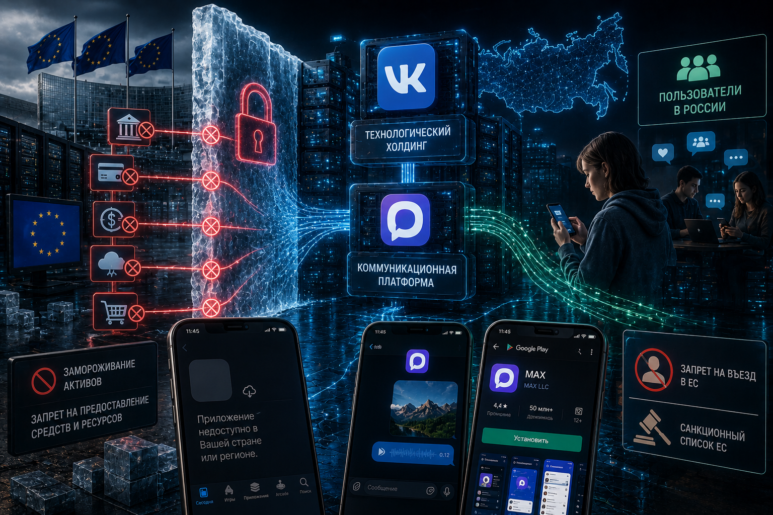 ЕС заморозил активы VK и оператора MAX