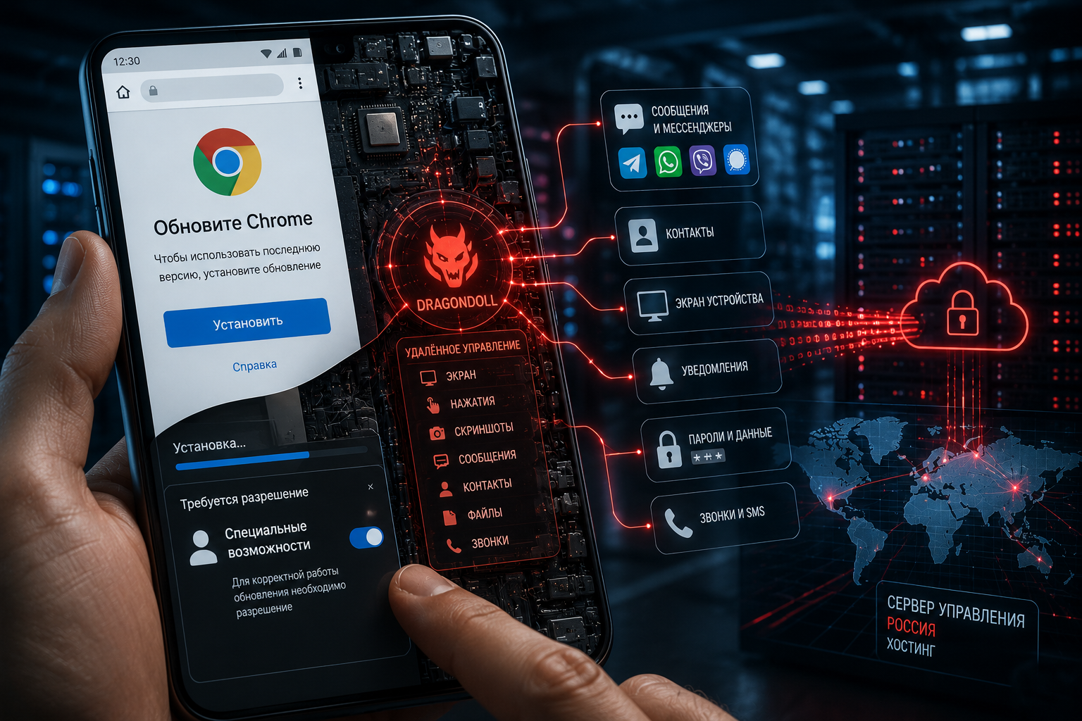 DragonDoll маскируется под обновление Chrome и получает доступ к переписке на Android