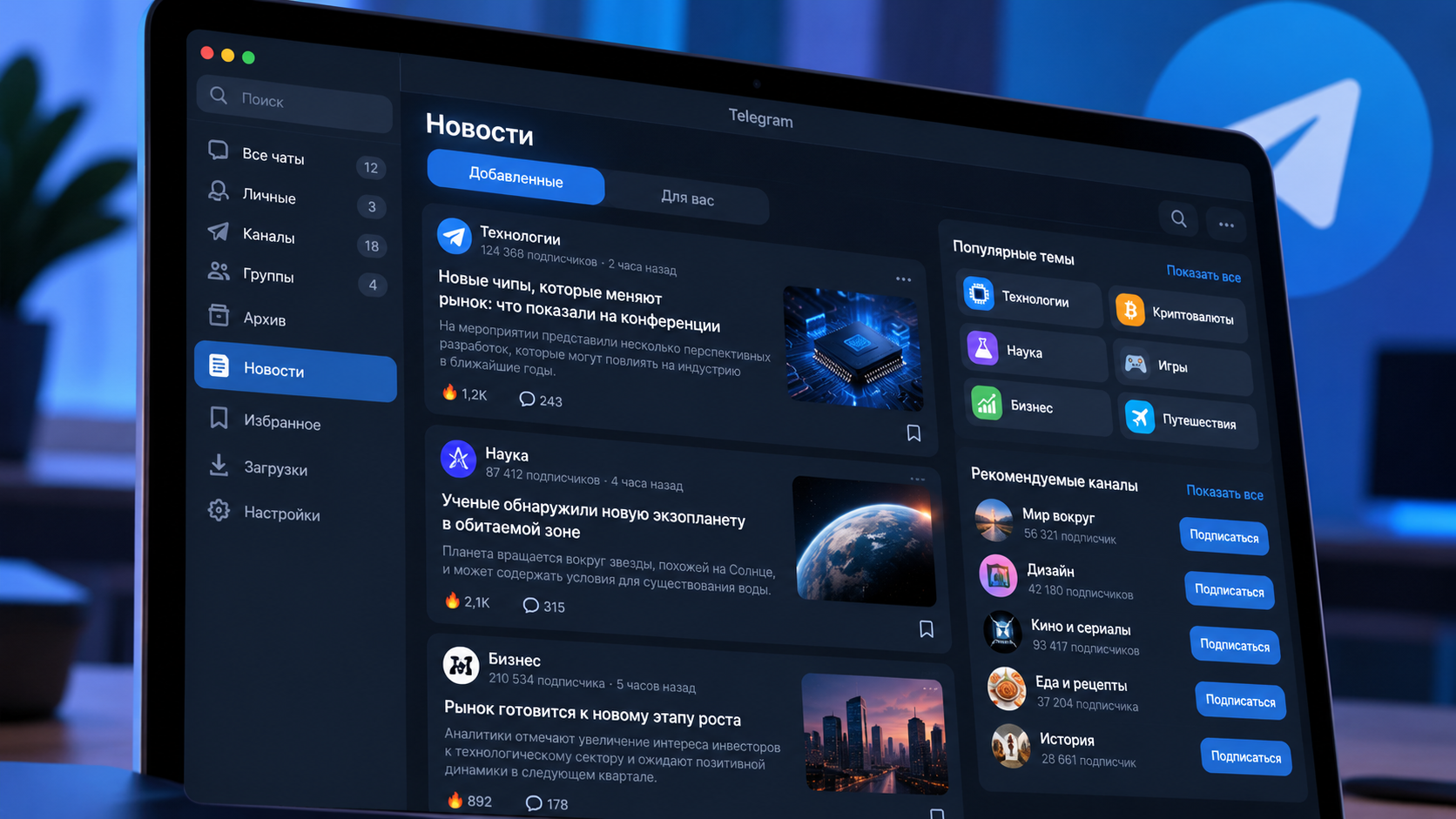 В Telegram обнаружили ленту новостей с рекомендациями