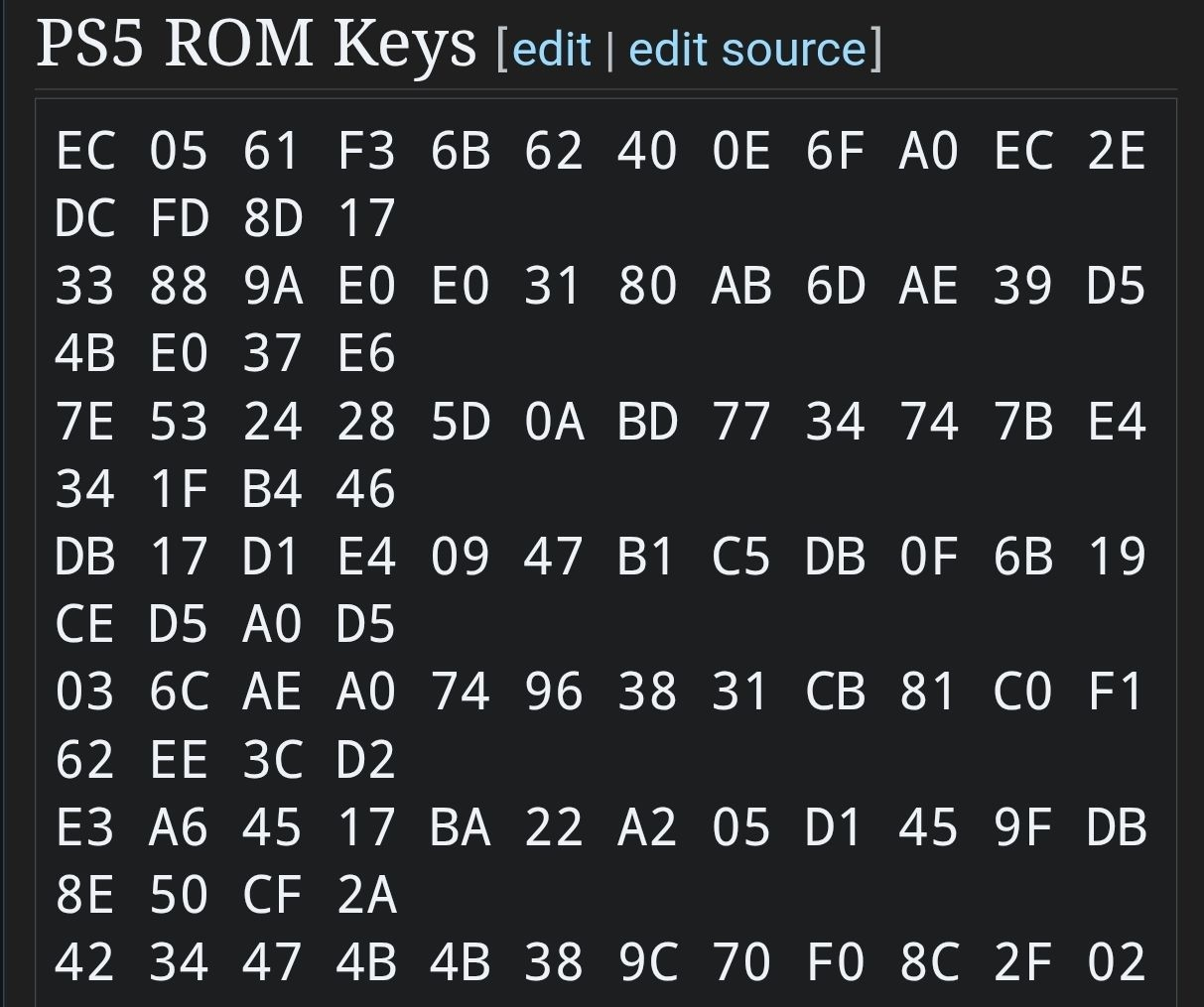 PS5 ROM Keys