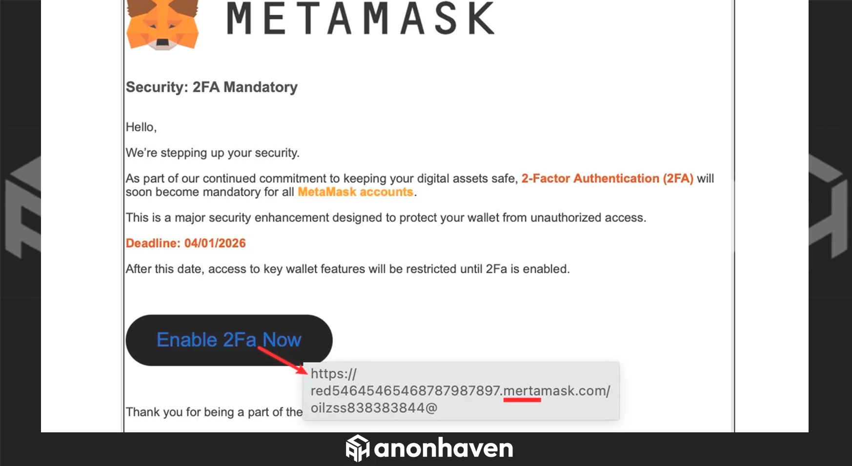 MetaMask фишинг 2FA
