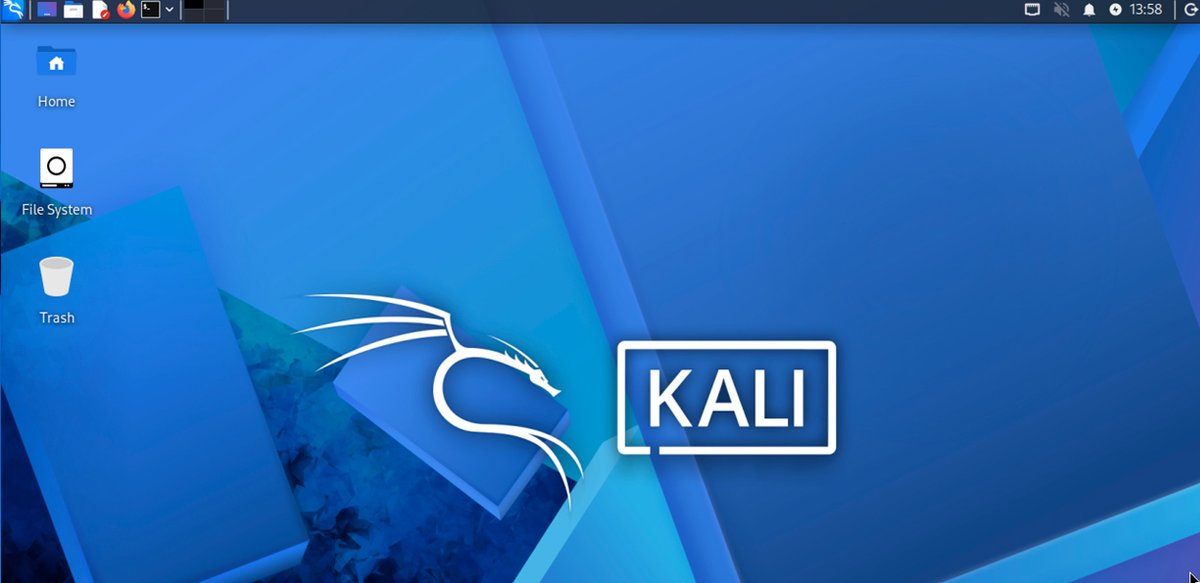 Standard Kali Linux desktop &mdash; minimalism, no clutter