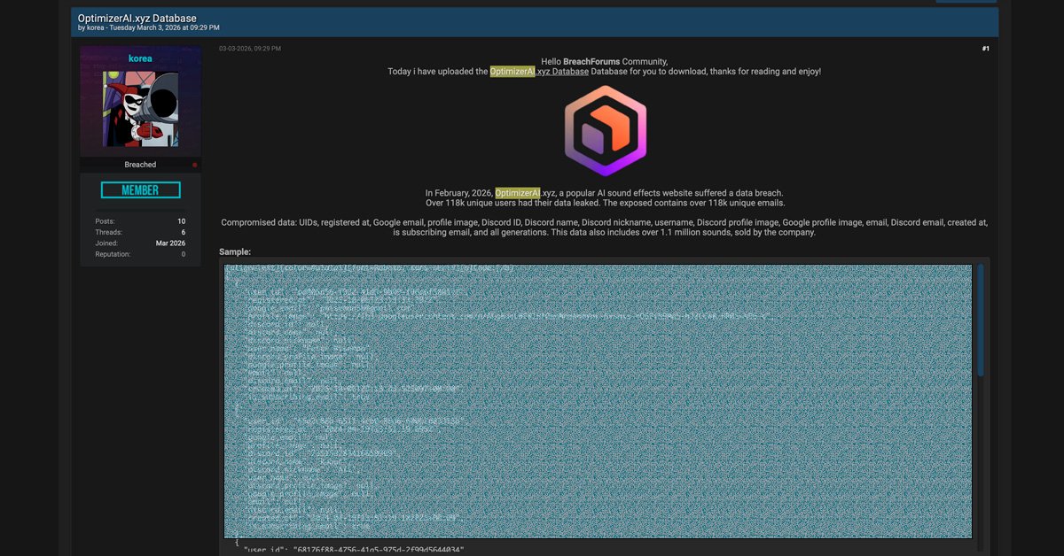 Утечка базы данных OptimizerAI