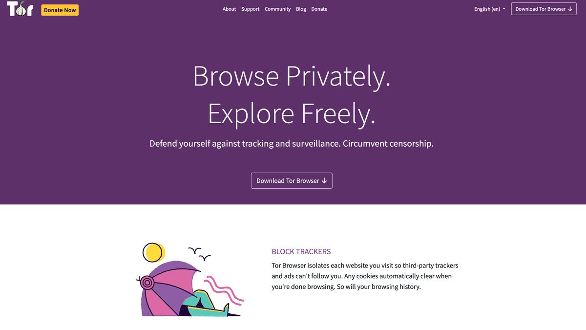 The Tor Project's official homepage, the starting point for downloading Tor Browser