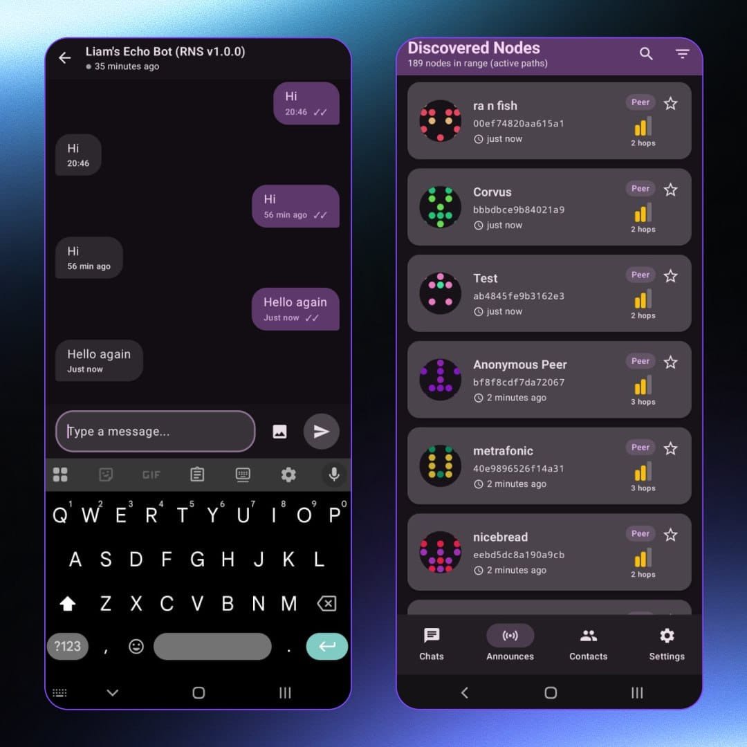 Экран переписки в Columba