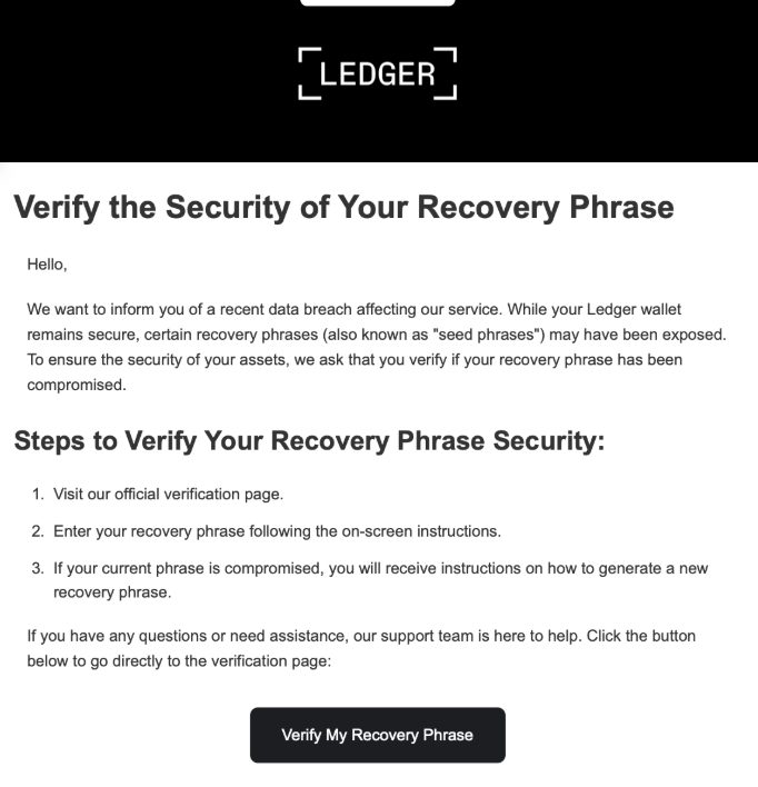 Фишинговое письмо