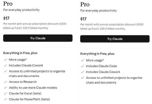 Скриншот тарифов A/B тест