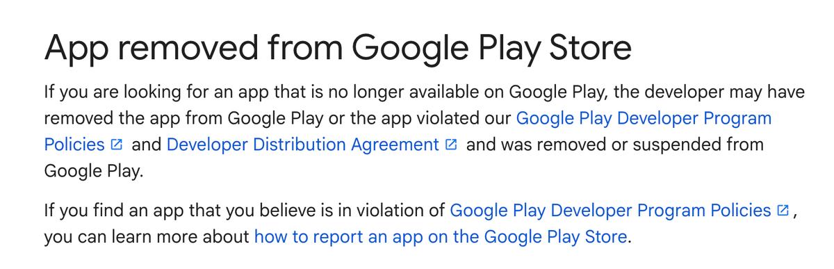Google об удалении приложений из AppStore