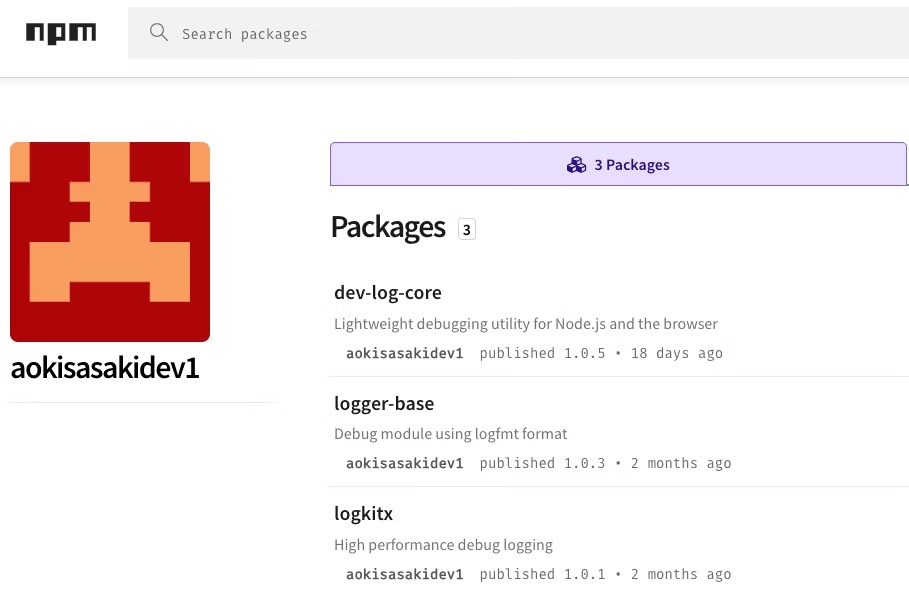 браз npm aokisasakidev1, когда его набор пакетов еще был активен браз npm aokisasakidev1, когда его набор пакетов еще был активен